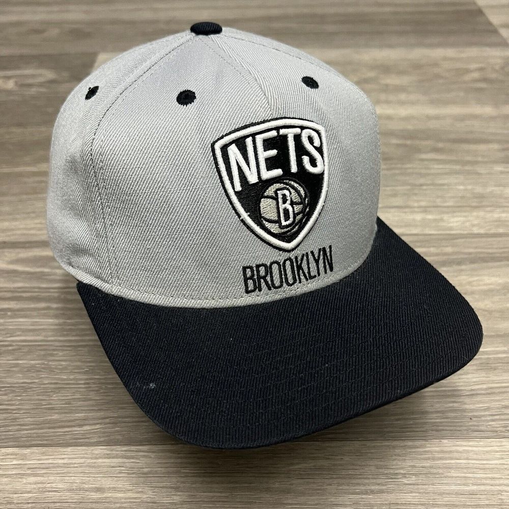 Adidas Brooklyn Nets Snapback Hat Gray Black Logo Cap NBA Basketball